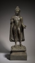 Standing Buddha, 591. Northeastern India or Nepal, Gupta/Licchavi period. Bronze; overall: 46.5 x