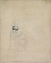 Portrait of a Seated Man, c. 1830-1850. India, Sikh, 19th century. Ink on paper; overall: 18.4 x 14