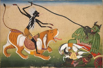 Kali Attacking Nisumbha, c. 1740. India, Pahari, possibly Guler, 18th century. Color on paper;