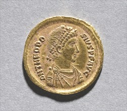 Solidus of Theodosius I the Great (obverse), 383-388. Byzantium, Constantinople, Byzantine period,