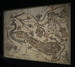 Floor Mosaic Panel: Grape Harvester with Peacock, 400s. Byzantium, Northern Syria, Byzantine