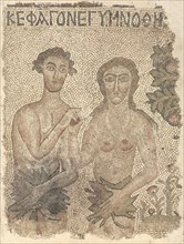 Fragment of a Floor Mosaic: Adam and Eve, late 400s-early 500s. Early Byzantium, Northern Syria,