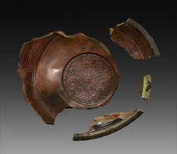 Fragments of a Lacquer Tray, 9 AD. China, excavated at Lolang, Xin dynasty (9-23). Lacquer; part 1: