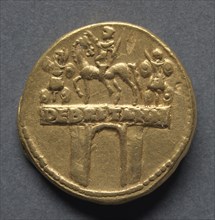 Aureus (reverse), 47-48. England, Roman, Claudius I, 41-54 A.D.. Gold; diameter: 2 cm (13/16 in.)