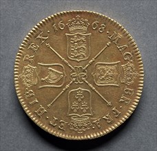 Five Guineas (reverse), 1668. England, Charles II, 1660-1685. Gold