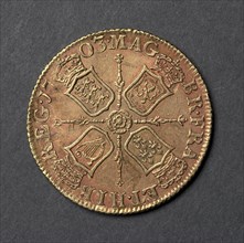 Guinea (reverse), 1703. England, Anne, 1702-1714. Gold