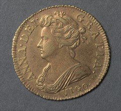 Half Guinea (obverse), 1703. England, Anne, 1702-1714. Gold
