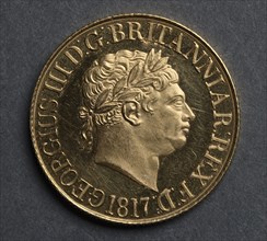 Sovereign (obverse), 1817. Benedetto Pistrucci (Italian, 1784-1855). Gold