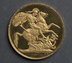 Two Pounds (reverse), 1820. Benedetto Pistrucci (Italian, 1784-1855). Gold