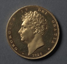 Five Pounds [pattern] (obverse), 1826. England, George IV, 1820-1830. Gold