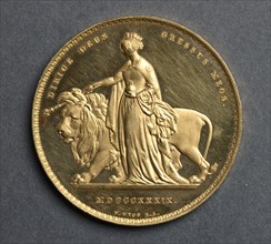 Five Pounds (reverse), 1839. William Wyon (British). Gold
