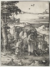 Abraham Going to Sacrifice Isaac, 1517-1519. Lucas van Leyden (Dutch, 1494-1533). Woodcut