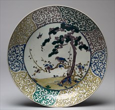 Plate with Bird and Flower, late 1600s. Japan, Edo period (1615-1868). Porcelain with overglaze