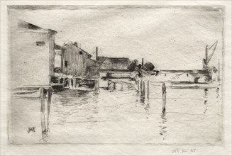The Dock, Bridgeport, Connecticut. John Henry Twachtman (American, 1853-1902). Etching
