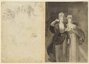 Sketches of Heads (verso, left); Two Women (verso, right), c. 1770-1775. John Brown (British,