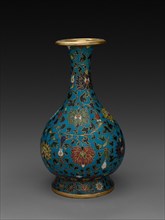 Vase with Floral Scrolls, 1600s. China, Ming dynasty (1368-1644). Cloisonné enamel; overall: 25.7