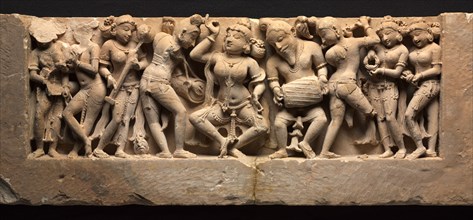 Frieze with Dancer and Musicians, c. 973. Northwestern India, Rajasthan, Sikar, Harshagiri, 10th