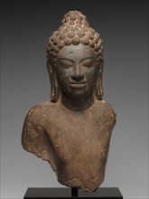 Bust of Buddha, c. 700. Central Thailand, Dvaravati, Mon-Dvaravati style, 7th-9th Century.