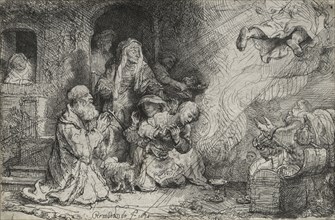 The Angel Departing from the Family of Tobit, 1641. Rembrandt van Rijn (Dutch, 1606-1669). Etching