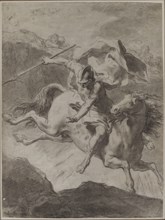 Death of Marcus Curtius, 1799. Gaetano Gandolfi (Italian, 1734-1802). Black chalk (stumped in