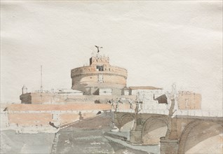 Castel Sant' Angelo. Thomas Ender (Austrian, 1793-1875). Pencil and watercolor;