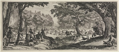 The Large Hunt, 1619. Jacques Callot (French, 1592-1635). Etching; sheet: 20.7 x 47.1 cm (8 1/8 x