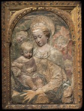 Madonna and Child, c. 1470. Workshop of Antonio Rossellino (Italian, 1427-1479 ). Painted stucco