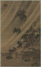 River Village in a Rainstorm, c. 1480-1507. Lu Wenying (Chinese). Hanging scroll, ink and slight