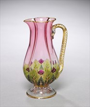 Pitcher, 1800s. J. & L. Lobmeyr (Austrian, Vienna, est. 1823). Enameled and gilded glass;