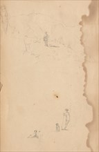 Sketchbook, page 02: Figure in a Landscape  with Dog, 1859. Sanford Robinson Gifford (American,