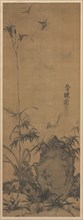 Lily and Butterflies, 1300s. Liu Shanshou (Chinese, active 1300s). Hanging scroll, ink on silk;