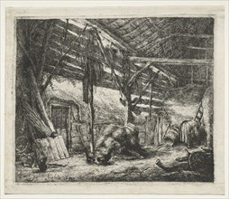 The Barn, 1647. Adriaen van Ostade (Dutch, 1610-1684). Etching