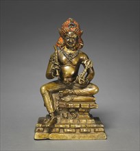 Vajrapani, 700s. India, Kashmir, 8th century. Bronze with silver overlay and opaque watercolor;