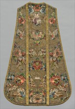 Chasuble, 1675-1699. Germany, Bavaria, last quarter of 17th century. Embroidery, silk and metallic