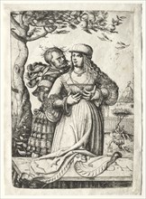 Soldier embracing a woman. Daniel I Hopfer (German, c. 1470-1536). Etching