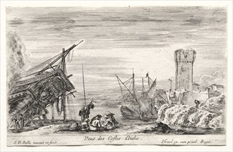 View of the Italian Coast. Stefano Della Bella (Italian, 1610-1664). Etching