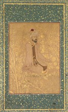 Seated Scholar, Border Fragment from the Teheran/Berlin album, c. 1605-1610. India, Mughal Dynasty