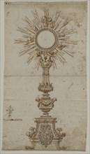 Design for a Monstrance, 1600s. Anonymous. Pen and brown ink (ruled in places) and brush and brown