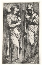 Two Roman Women. Francesco Primaticcio (Italian, 1504-1570). Etching