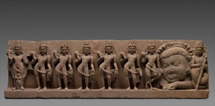 Lintel with the Nine Planets: Navagrahas, 7th - 8th century. India, central India, 7th - 8th