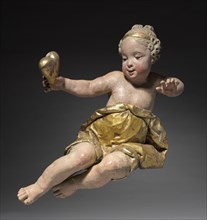 Putto, mid-1700s. Ferdinand Dietz (German, 1708-1777). Painted and gilded wood; overall: 58.4 x 35