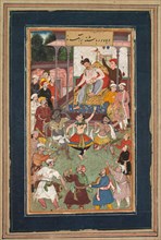 Grotesque Dancers Performing, c.1600. India, Subimperial Mughal period, early 17th Century. Color