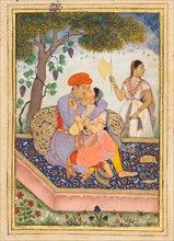 Lovers Embracing, c. 1630. India, Popular Mughal School, probably done at Bikaner, Mughal Dynasty