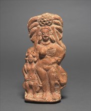 Nature Divinity (Yakshi) with Dwarf Hermaphrodite, c. 100 BC. India, Shunga Period (c. 187-78 BC).