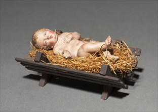 Figure from a Crèche: Infant Christ with Crib and Straw, 1780-1830. Italy, Naples, late 18th-early