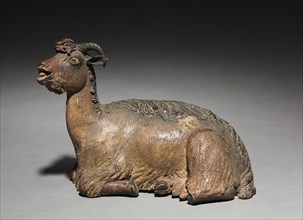 Figure from a Crèche: Sitting Ram, 1780-1830. Italy, Naples, late 18th-early 19th century. Painted