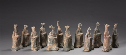 Mortuary Figures of the Zodiac Signs, 500s. China, Northern Wei dynasty (386-534). Gray earthenware