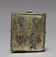 Enkolpion with the Crucifixion (front) and Saints Theodore and George (back), 1080-1120. Byzantium,