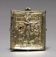 Enkolpion with the Crucifixion (front) and Saints Theodore and George (back), 1080-1120. Byzantium,