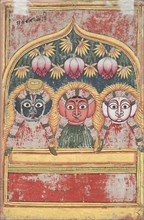 Jagannath, Subhadra and Balarama in an Arch (verso), 18th Century. India, Orissa, Mysore school,